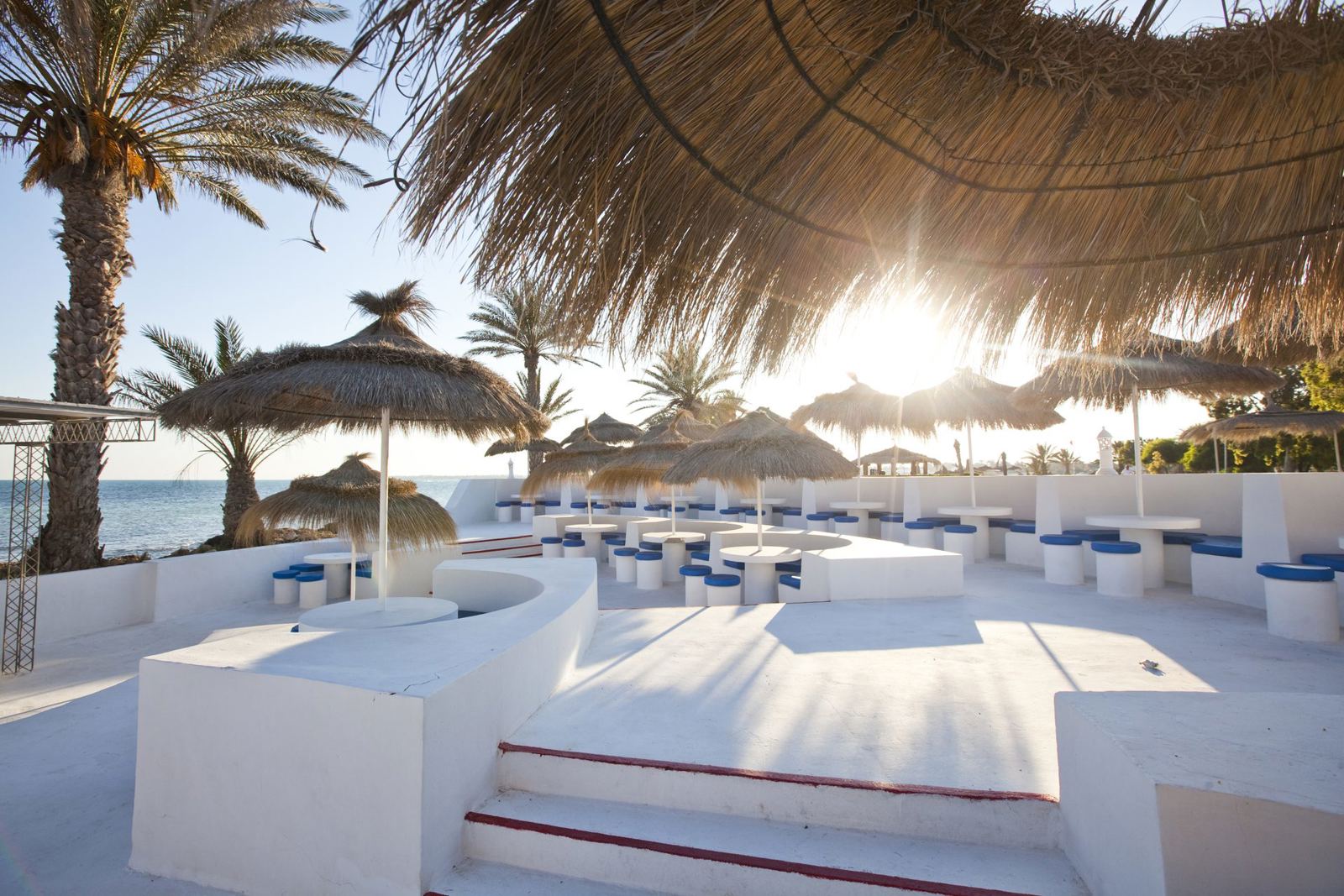 Beachfront restaurant terrace by the sea, Tunisia all inclusive holiday - Sunshine4u